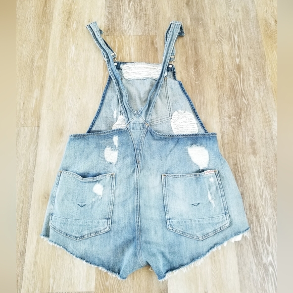 Hudson Jeans Florence Shortall Overalls Shorts Southpaw Boho Casual Distressed - Picture 6 of 13